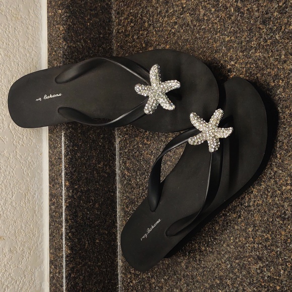 Tommy Bahama Rhinestone Starfish Wedge Sandals Black Size 9 - Picture 17 of 17